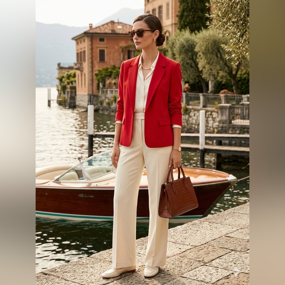 Ann Taylor Red tailored open Blazer career business office work women size 6 new